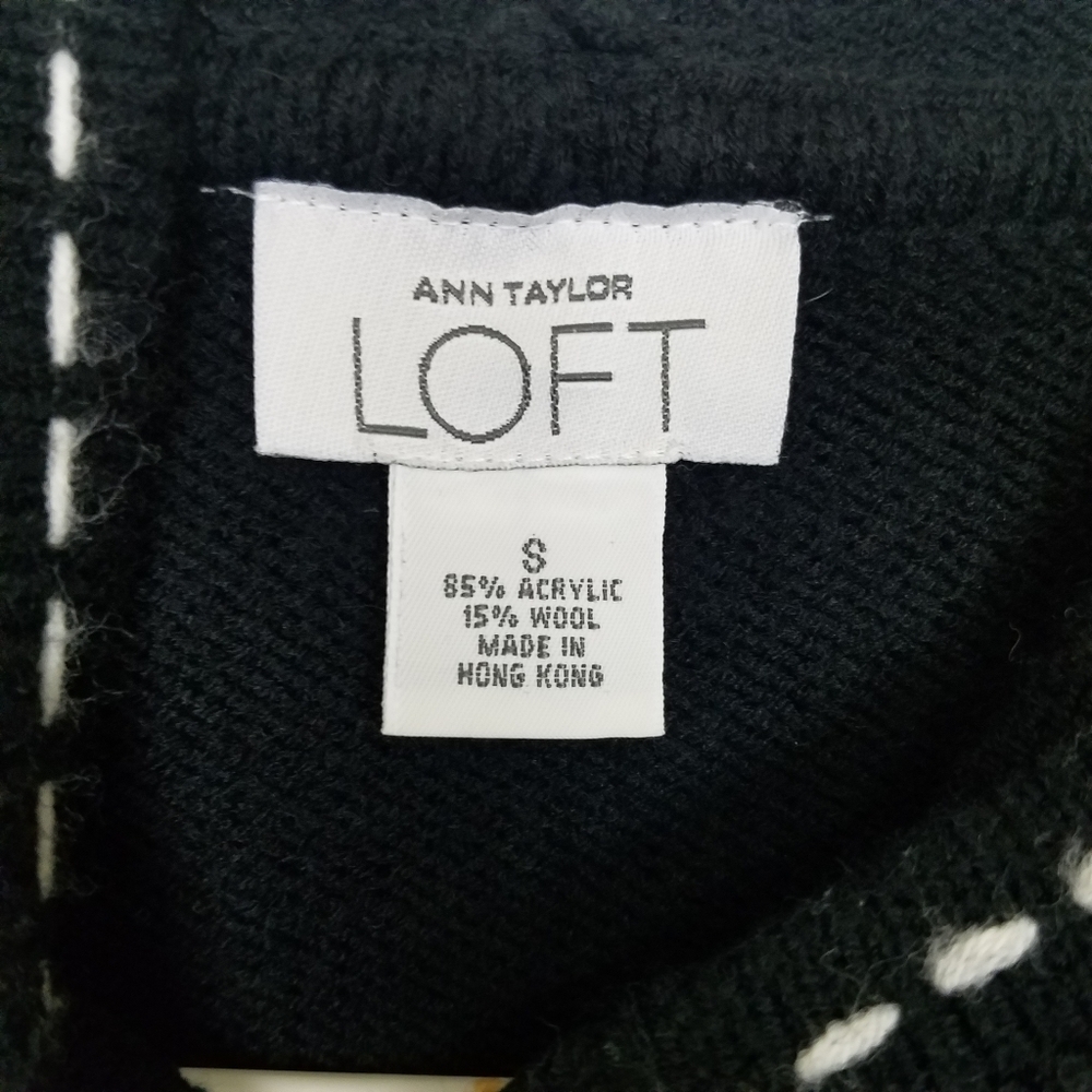 Vintage LOFT Wool Blend Black & White Hoodie S - Picture 3 of 3
